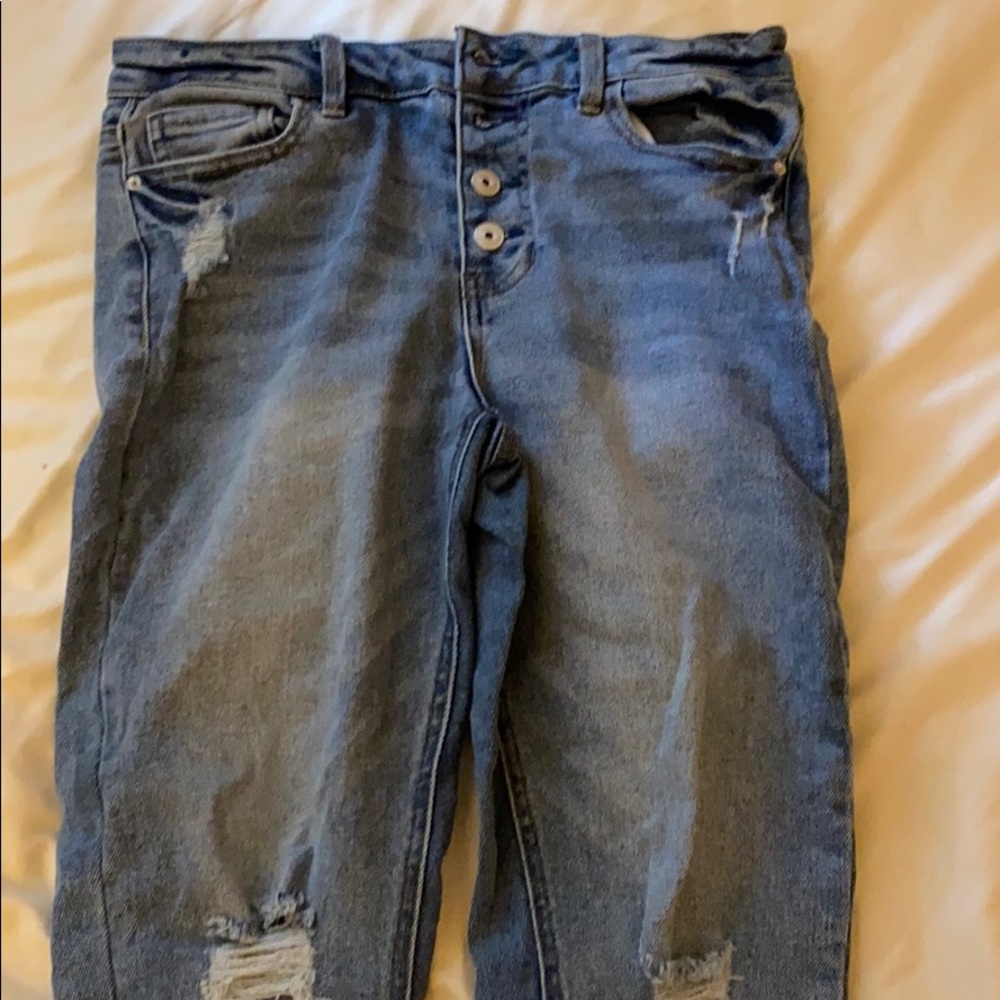 ripped, high waisted mom jeans